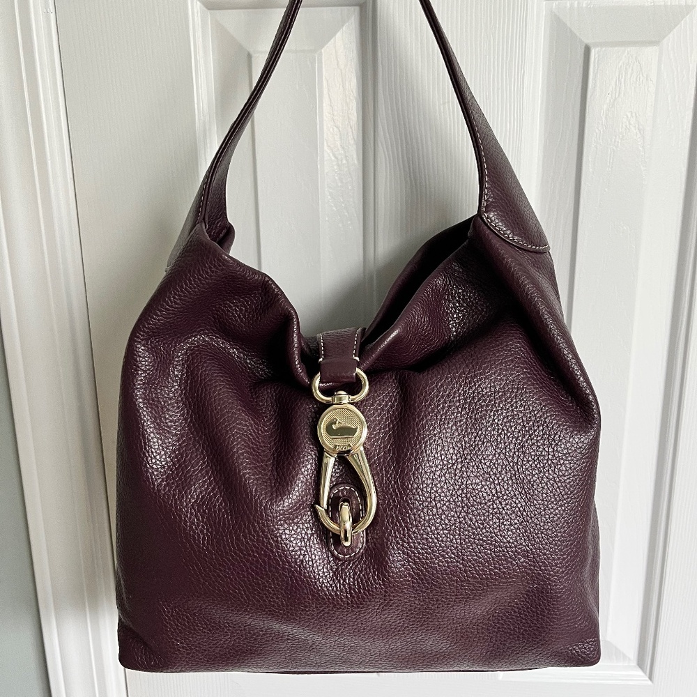 Dooney & Bourke Belvedere Pebbled Leather Bag with Gold Hardware - Plum - Picture 2 of 7